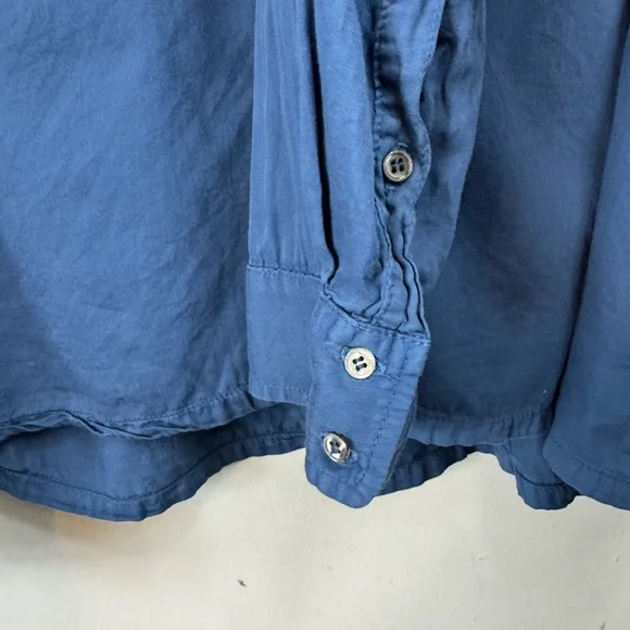 Xirena Size Large Blue Woven Cotton Collared Button Front Blaine Top - Picture 9 of 9